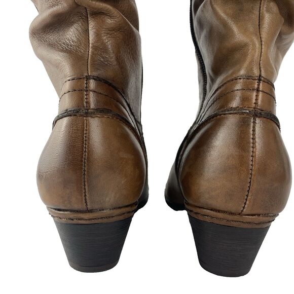 Cobb Hill Womens 10M Brown Leather Riding Boots Western Side Zip - Picture 8 of 16
